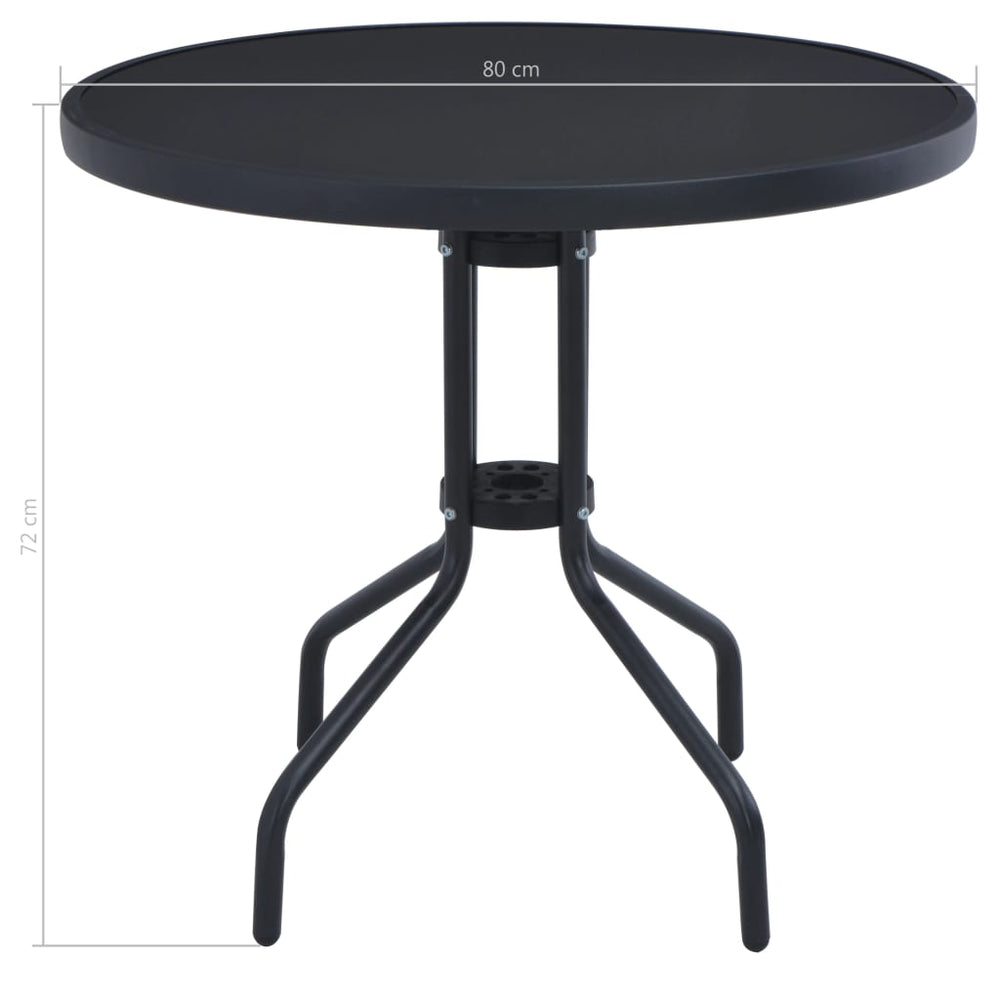 Tuintafel 80 cm staal en glas zwart MeubelReus