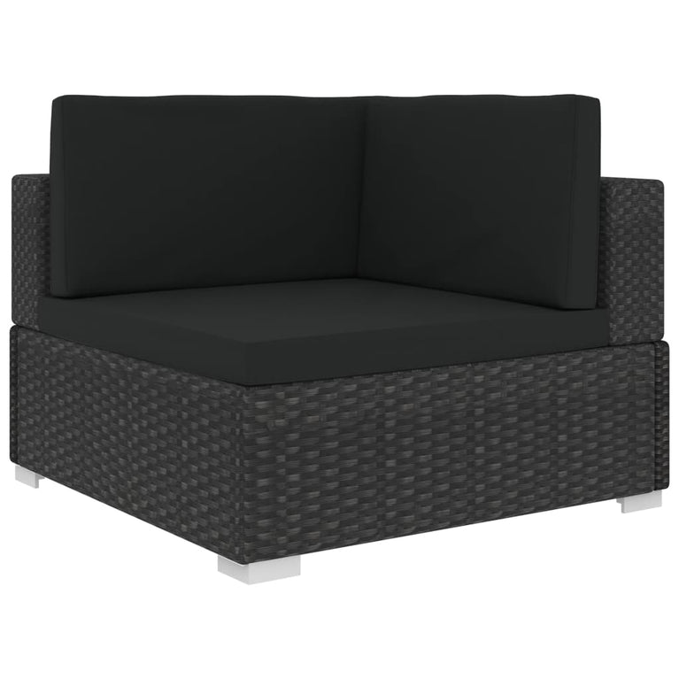 7-delige Loungeset met kussens poly rattan zwart MeubelReus