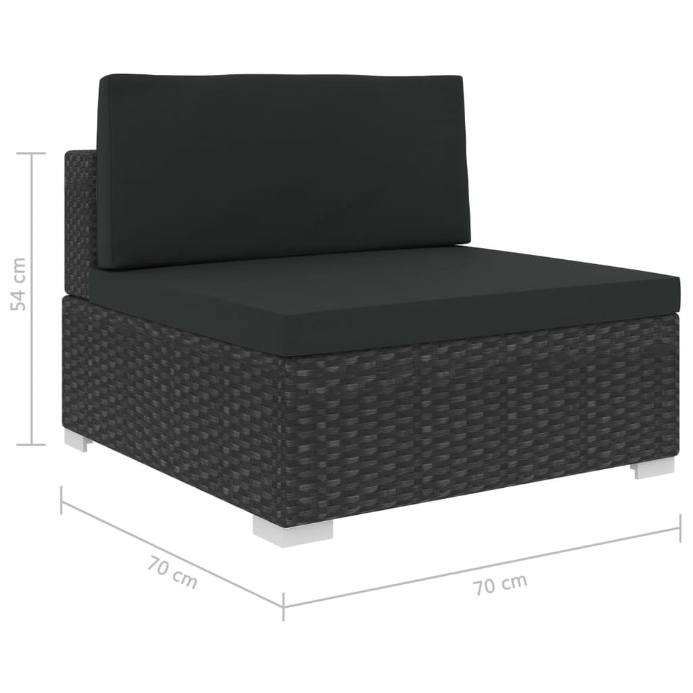 7-delige Loungeset met kussens poly rattan zwart MeubelReus