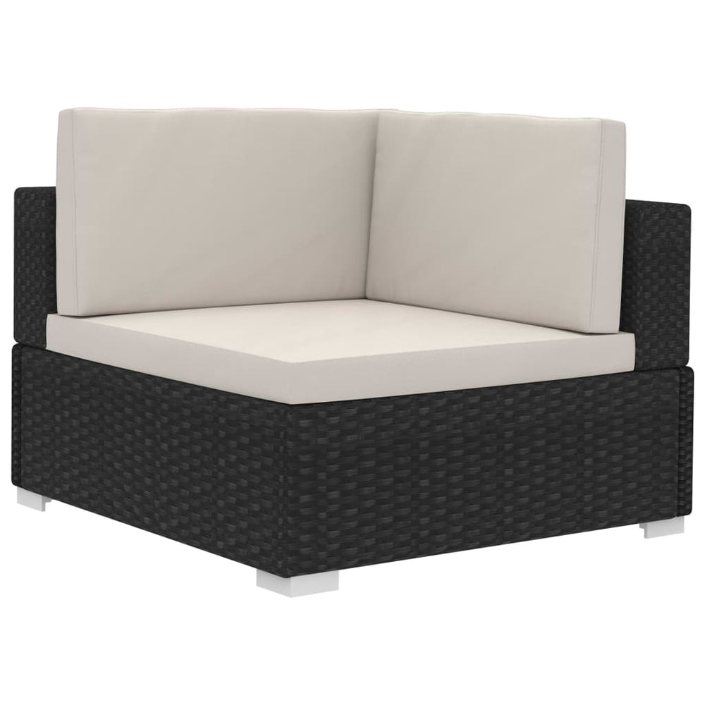 3-delige Loungeset met kussens poly rattan zwart MeubelReus