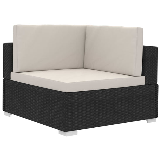 3-delige Loungeset met kussens poly rattan zwart MeubelReus