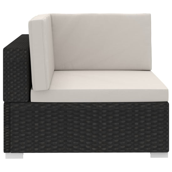 3-delige Loungeset met kussens poly rattan zwart MeubelReus