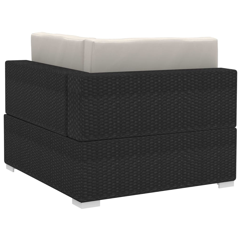 3-delige Loungeset met kussens poly rattan zwart MeubelReus