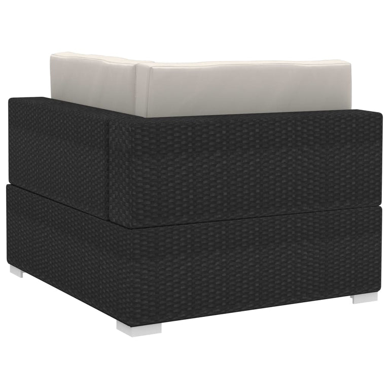 3-delige Loungeset met kussens poly rattan zwart MeubelReus