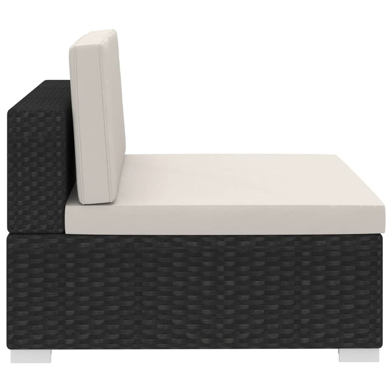 3-delige Loungeset met kussens poly rattan zwart MeubelReus