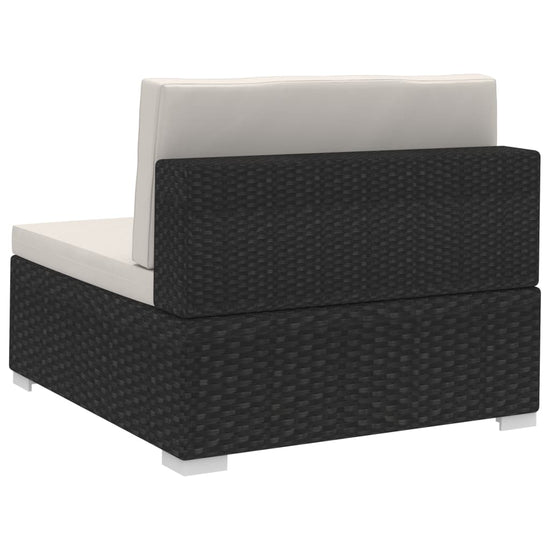 3-delige Loungeset met kussens poly rattan zwart MeubelReus
