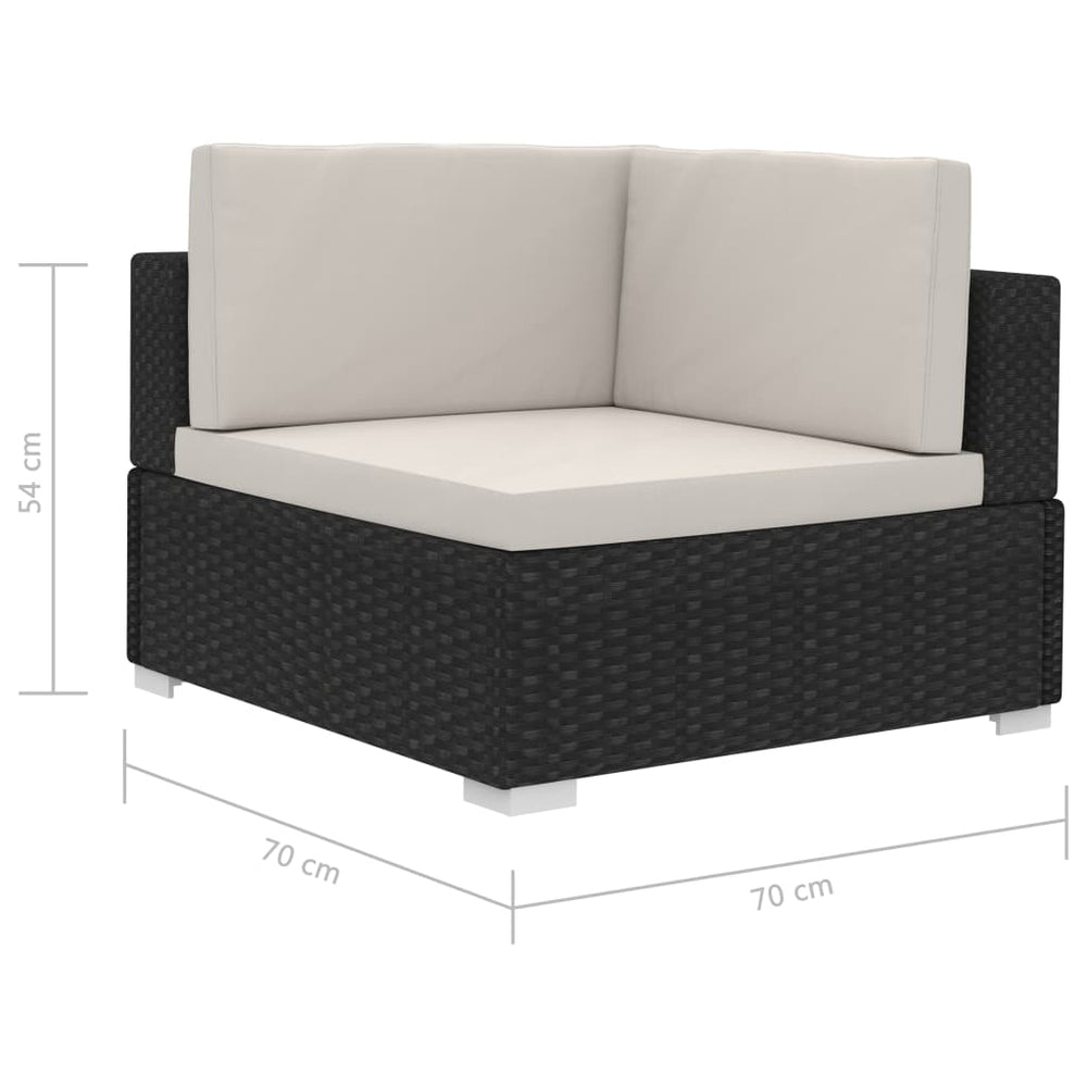 3-delige Loungeset met kussens poly rattan zwart MeubelReus