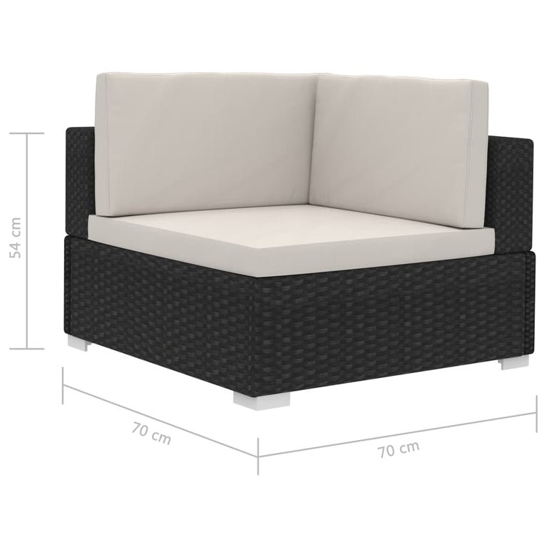 3-delige Loungeset met kussens poly rattan zwart MeubelReus
