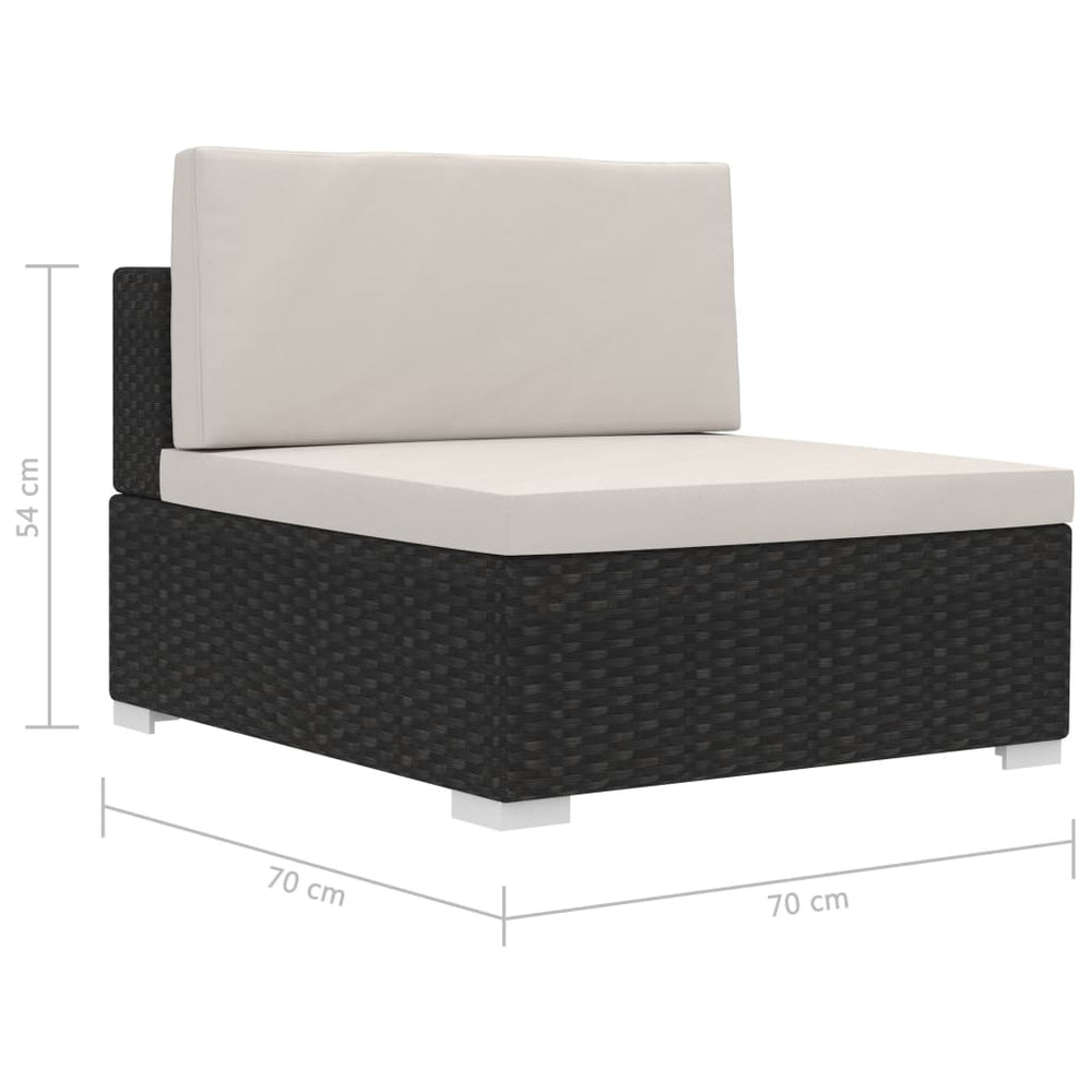 3-delige Loungeset met kussens poly rattan zwart MeubelReus