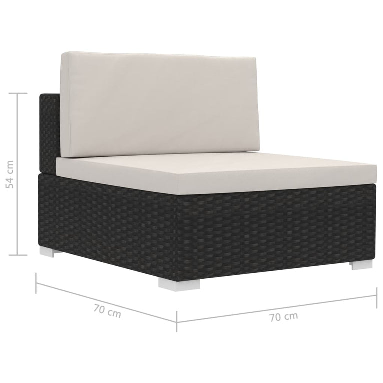 3-delige Loungeset met kussens poly rattan zwart MeubelReus