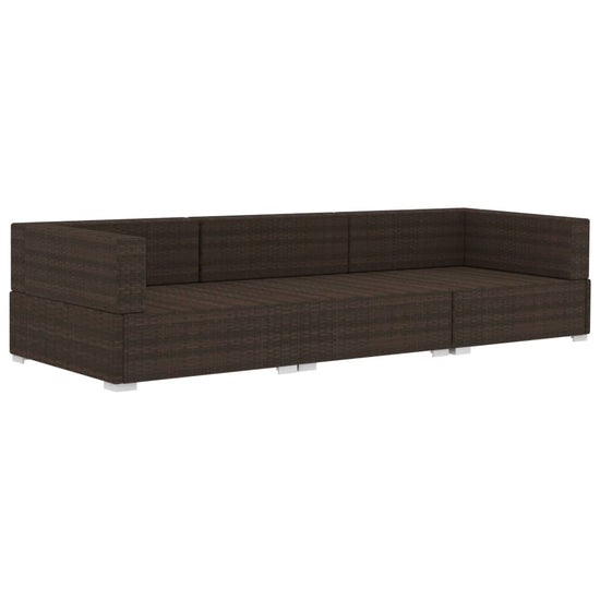 3-delige Loungeset met kussens poly rattan bruin MeubelReus