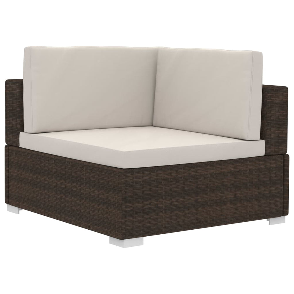 3-delige Loungeset met kussens poly rattan bruin MeubelReus