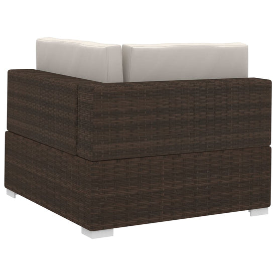 3-delige Loungeset met kussens poly rattan bruin MeubelReus