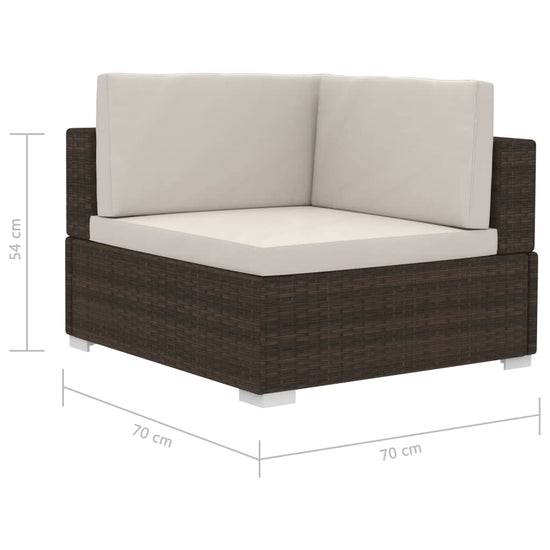 3-delige Loungeset met kussens poly rattan bruin MeubelReus
