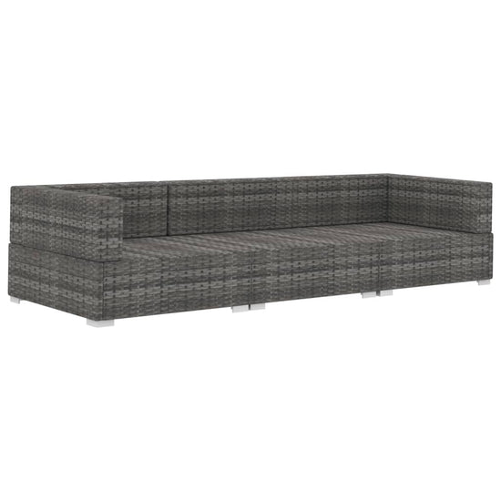 3-delige Loungeset met kussens poly rattan grijs MeubelReus