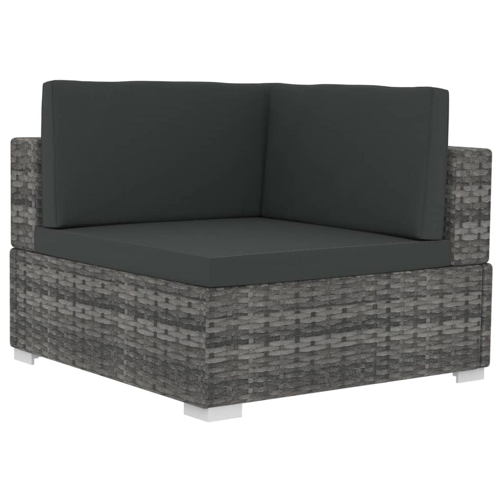 3-delige Loungeset met kussens poly rattan grijs MeubelReus