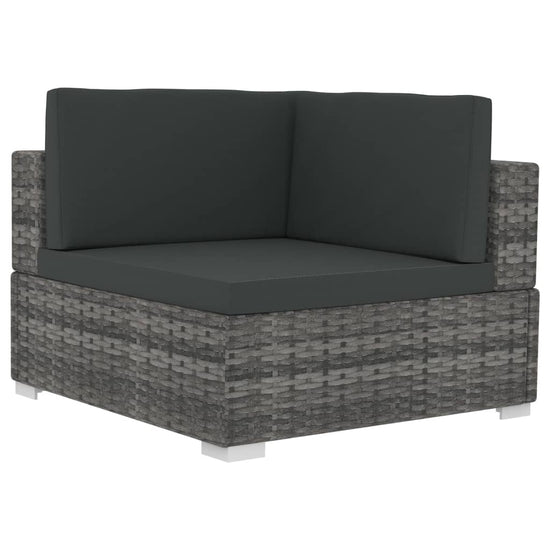 3-delige Loungeset met kussens poly rattan grijs MeubelReus