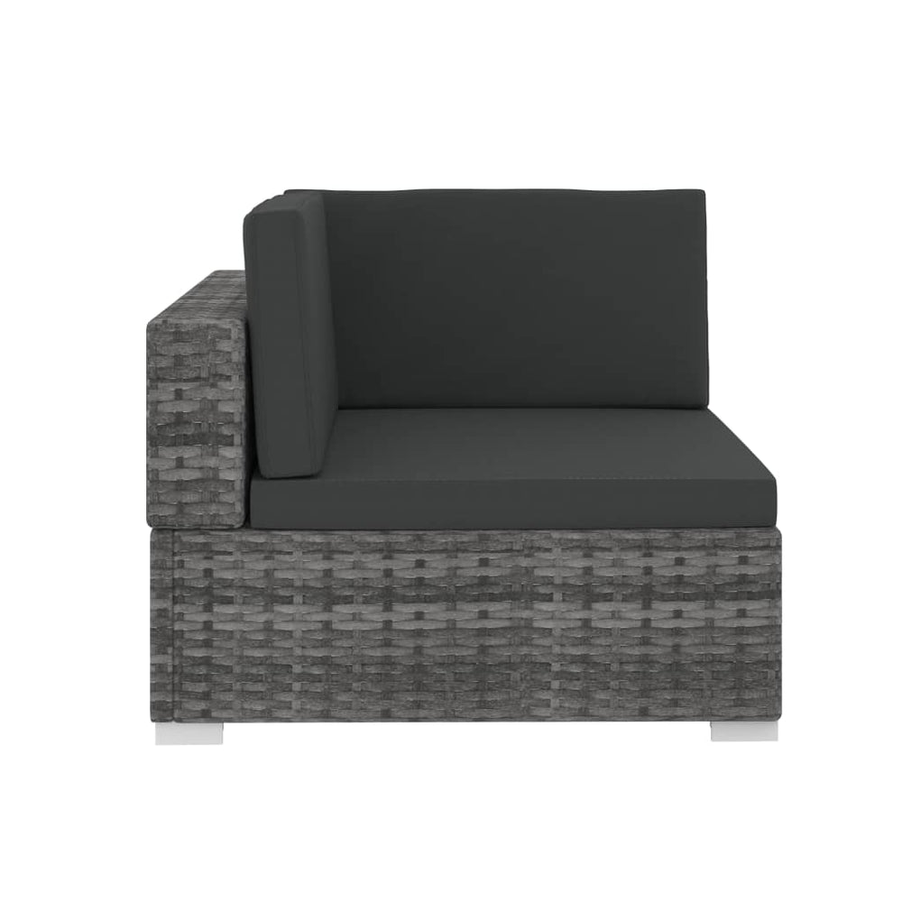 3-delige Loungeset met kussens poly rattan grijs MeubelReus