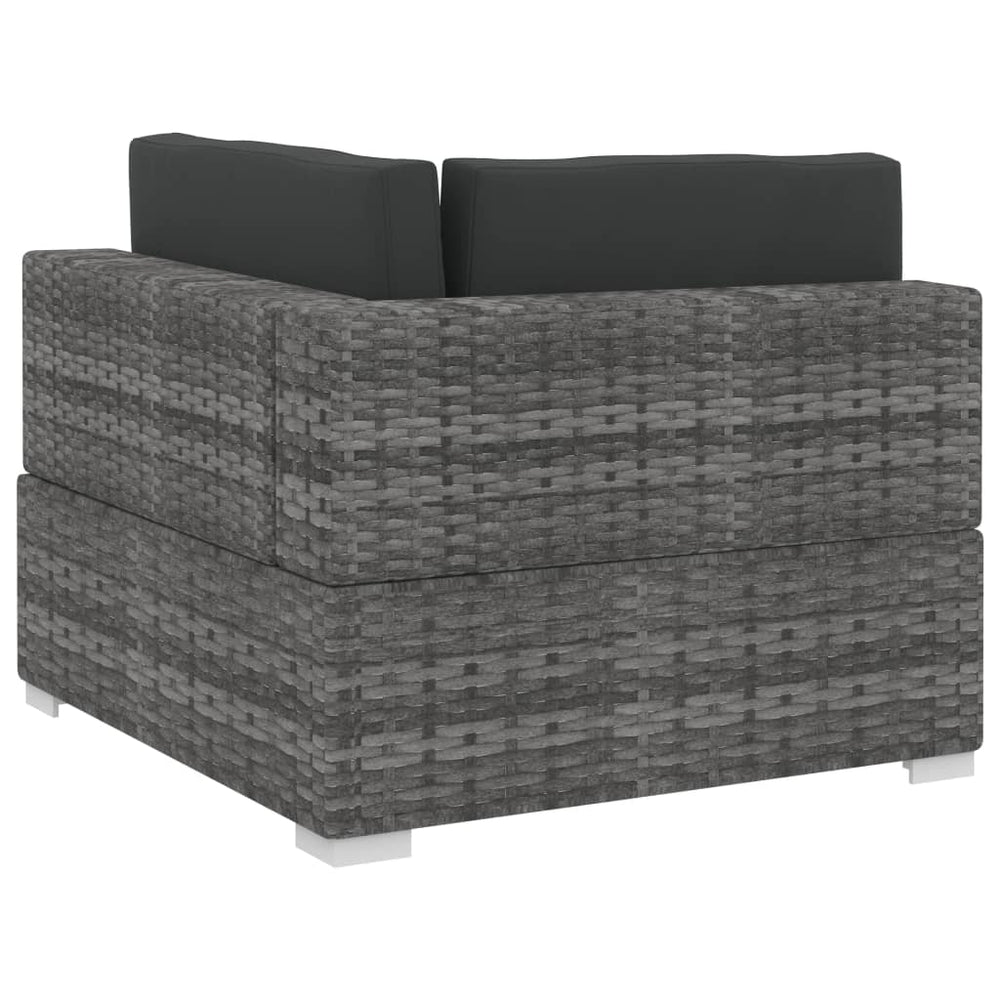 3-delige Loungeset met kussens poly rattan grijs MeubelReus