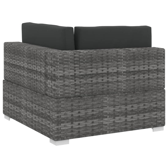 3-delige Loungeset met kussens poly rattan grijs MeubelReus