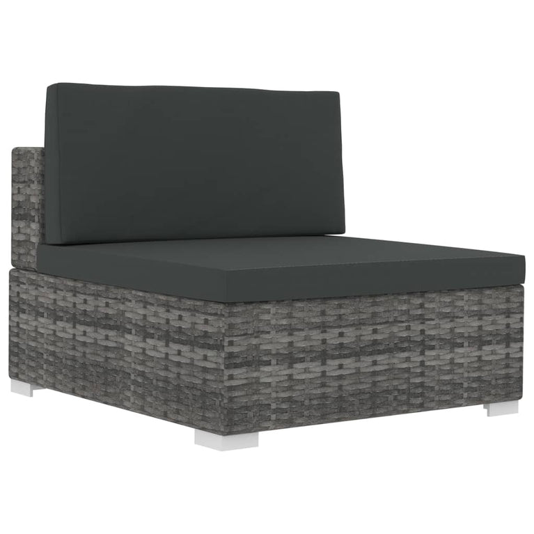 3-delige Loungeset met kussens poly rattan grijs MeubelReus