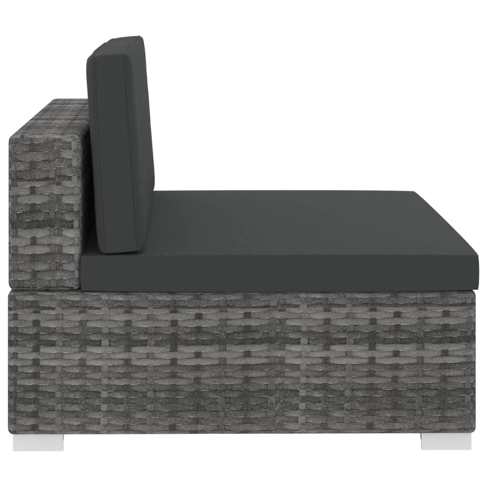 3-delige Loungeset met kussens poly rattan grijs MeubelReus