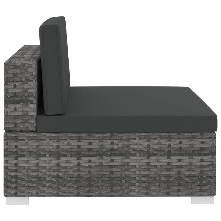3-delige Loungeset met kussens poly rattan grijs MeubelReus