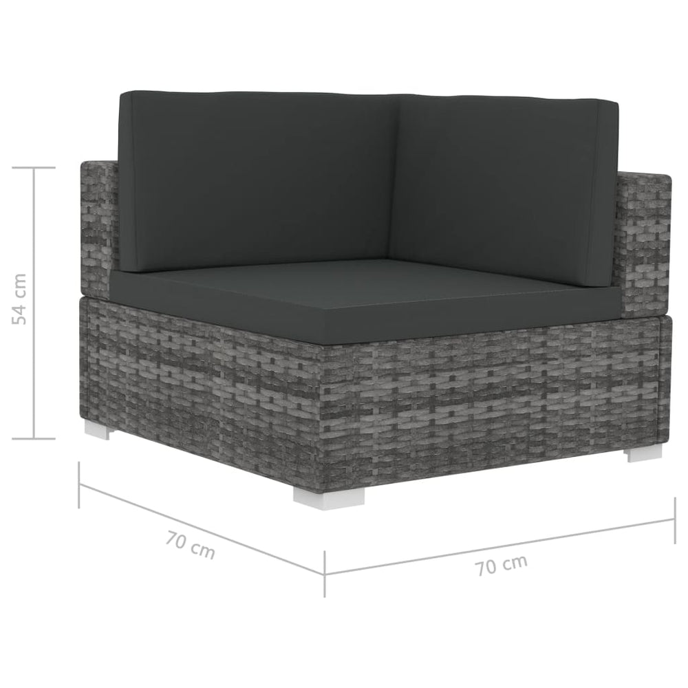 3-delige Loungeset met kussens poly rattan grijs MeubelReus
