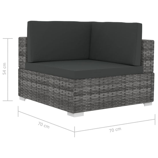 3-delige Loungeset met kussens poly rattan grijs MeubelReus