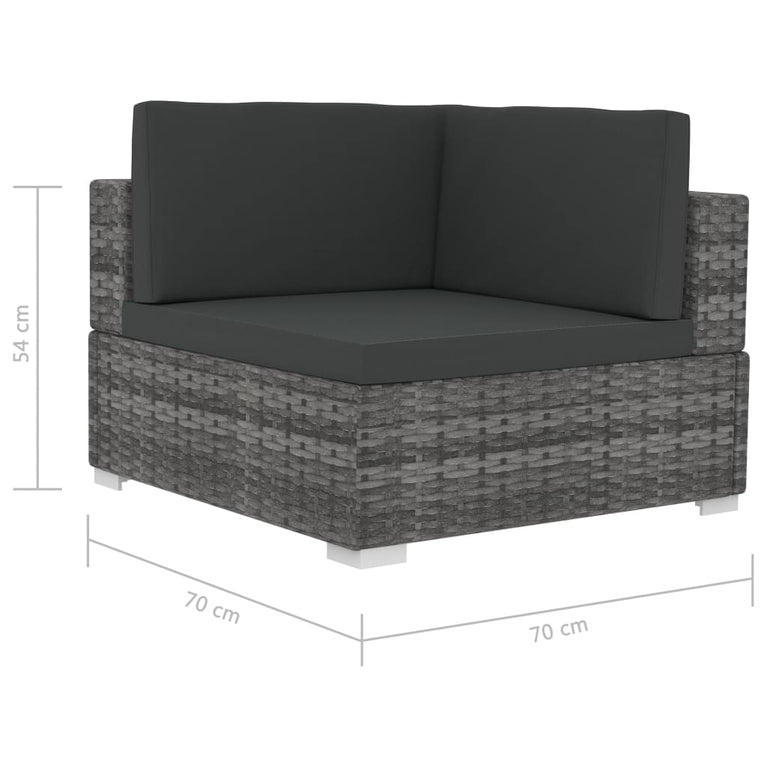 3-delige Loungeset met kussens poly rattan grijs MeubelReus