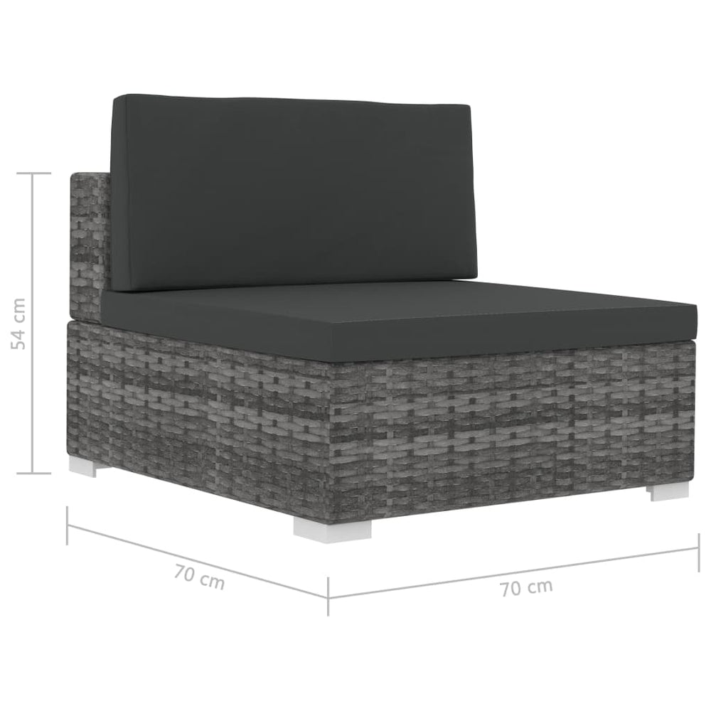 3-delige Loungeset met kussens poly rattan grijs MeubelReus