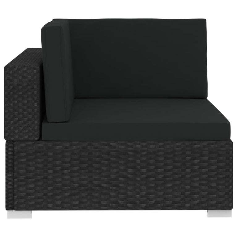 3-delige Loungeset met kussens poly rattan zwart MeubelReus