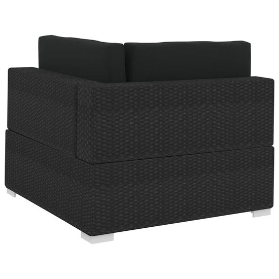 3-delige Loungeset met kussens poly rattan zwart MeubelReus