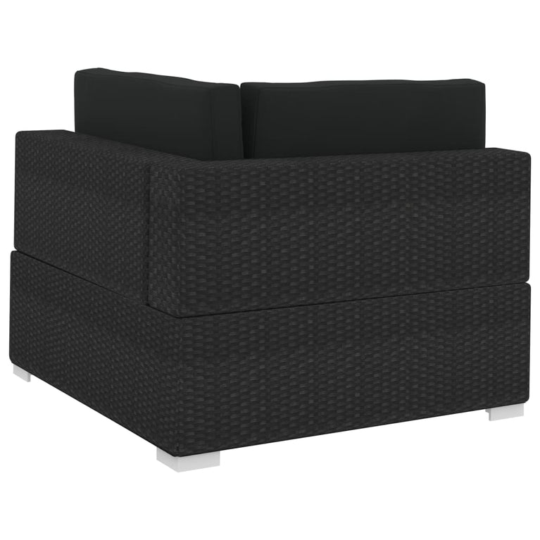 3-delige Loungeset met kussens poly rattan zwart MeubelReus