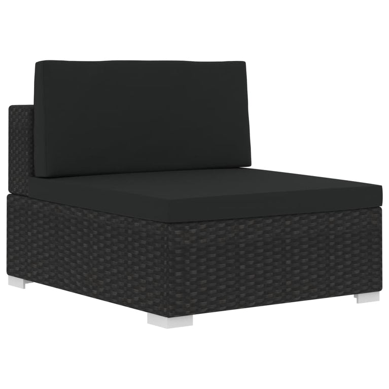 3-delige Loungeset met kussens poly rattan zwart MeubelReus