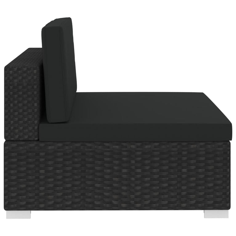 3-delige Loungeset met kussens poly rattan zwart MeubelReus