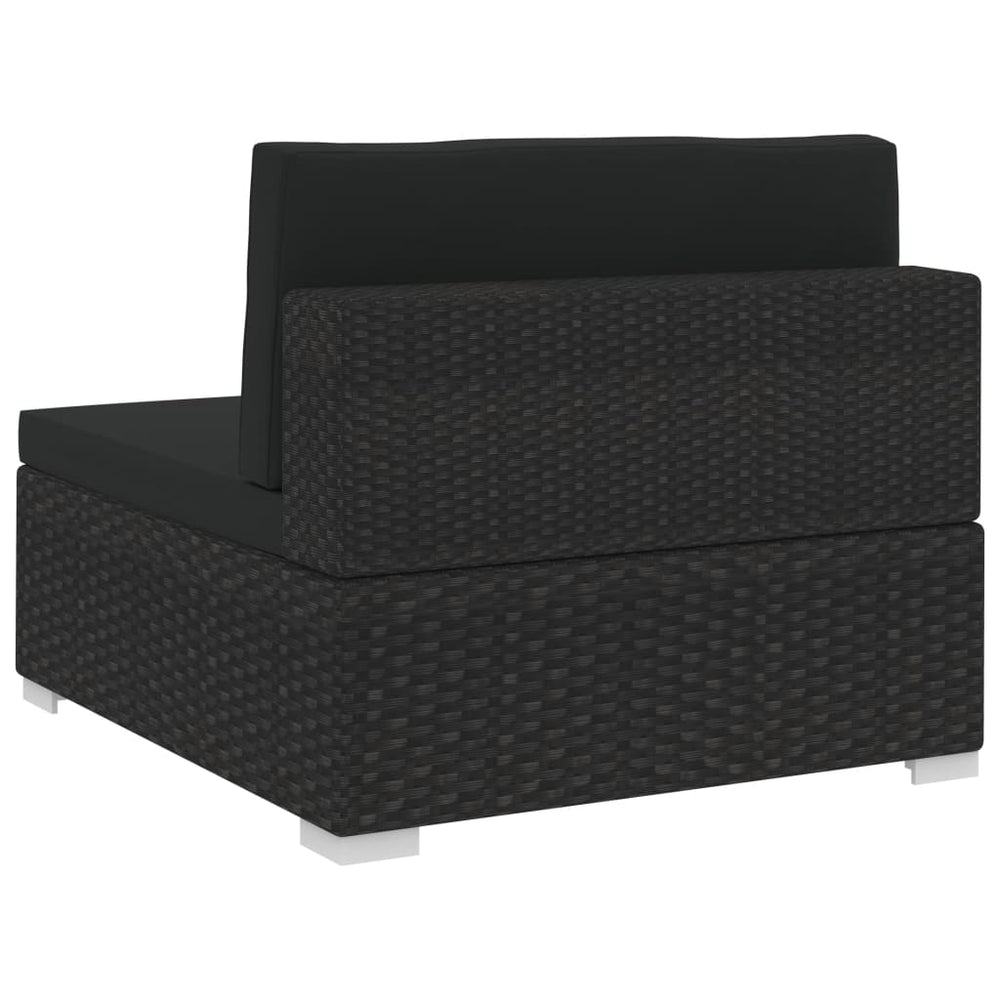 3-delige Loungeset met kussens poly rattan zwart MeubelReus
