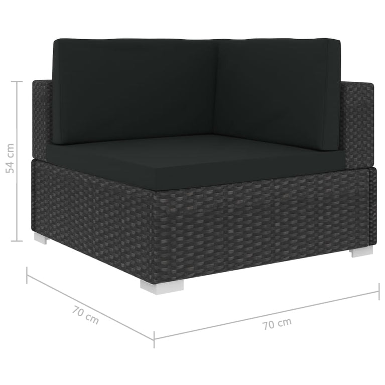 3-delige Loungeset met kussens poly rattan zwart MeubelReus