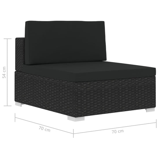 3-delige Loungeset met kussens poly rattan zwart MeubelReus
