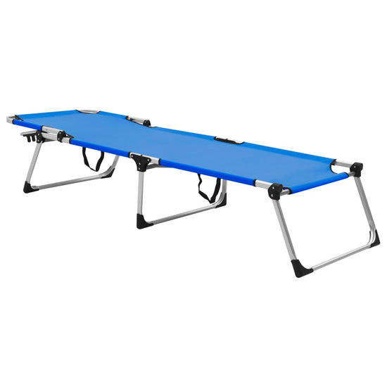 vidaXL Ligbed extra hoog inklapbaar senior aluminium blauw MeubelReus