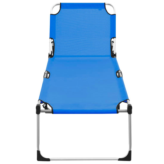 vidaXL Ligbed extra hoog inklapbaar senior aluminium blauw MeubelReus
