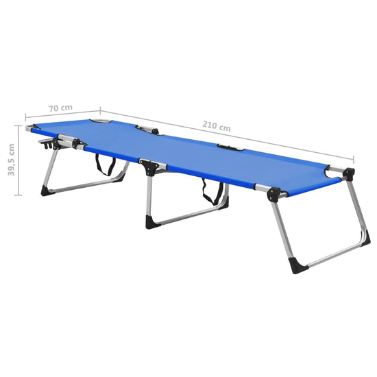 vidaXL Ligbed extra hoog inklapbaar senior aluminium blauw MeubelReus