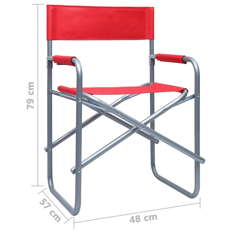 Regisseursstoelen 2 st staal rood