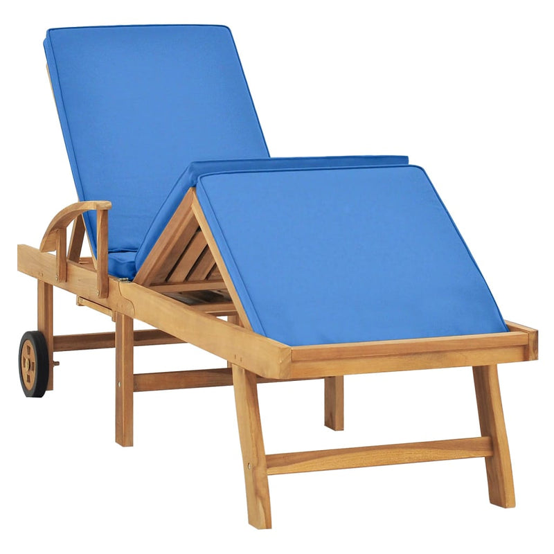 Ligbed met kussen massief teakhout blauw MeubelReus