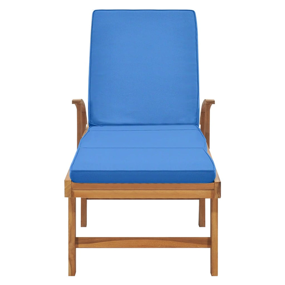 Ligbed met kussen massief teakhout blauw MeubelReus