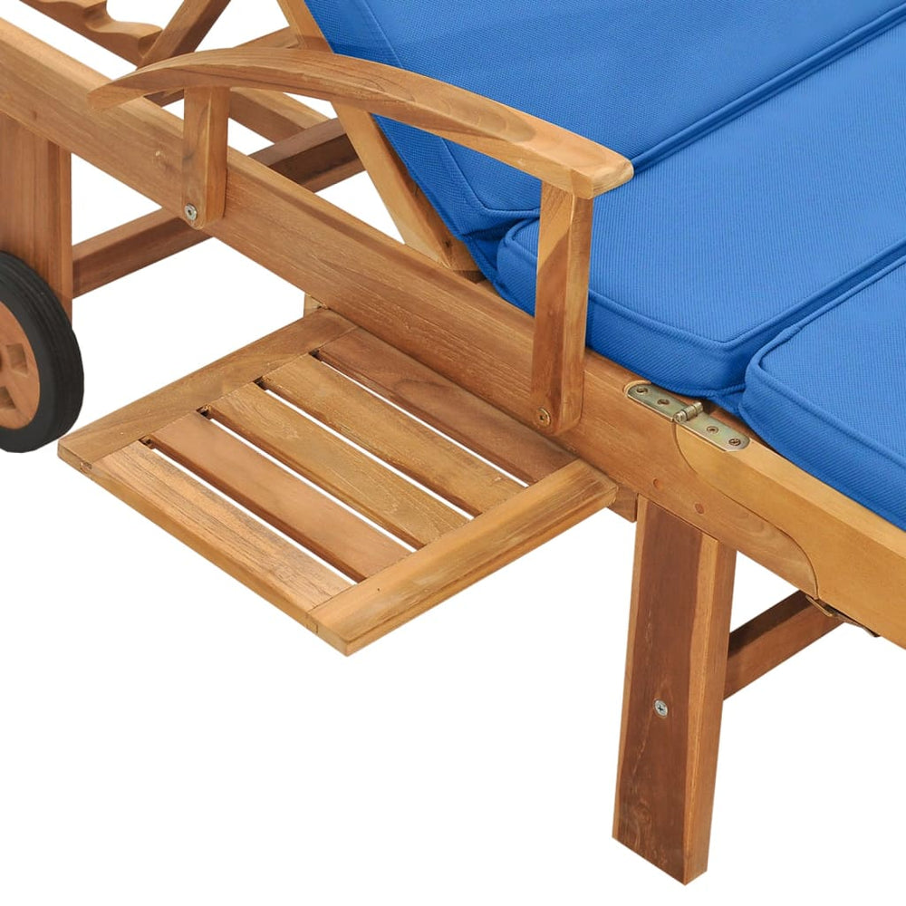 Ligbed met kussen massief teakhout blauw MeubelReus