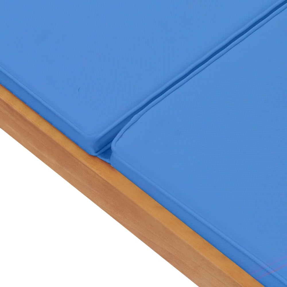 Ligbed met kussen massief teakhout blauw MeubelReus