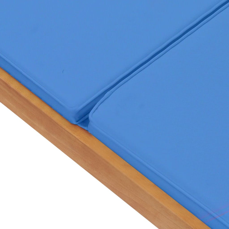 Ligbed met kussen massief teakhout blauw MeubelReus