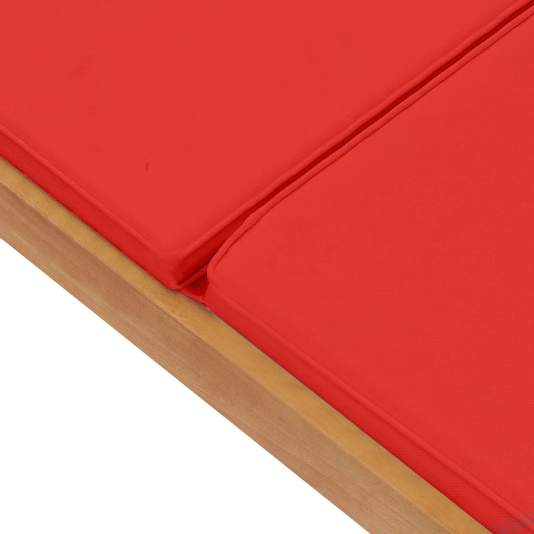 Ligbed met kussen massief teakhout rood MeubelReus