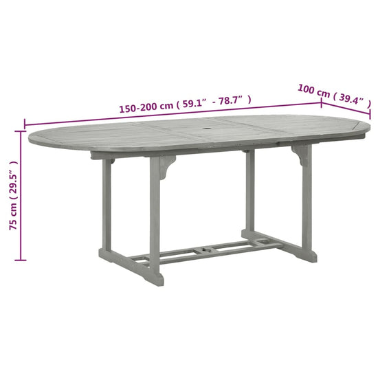 Tuintafel 200x100x75 cm massief acaciahout grijs MeubelReus